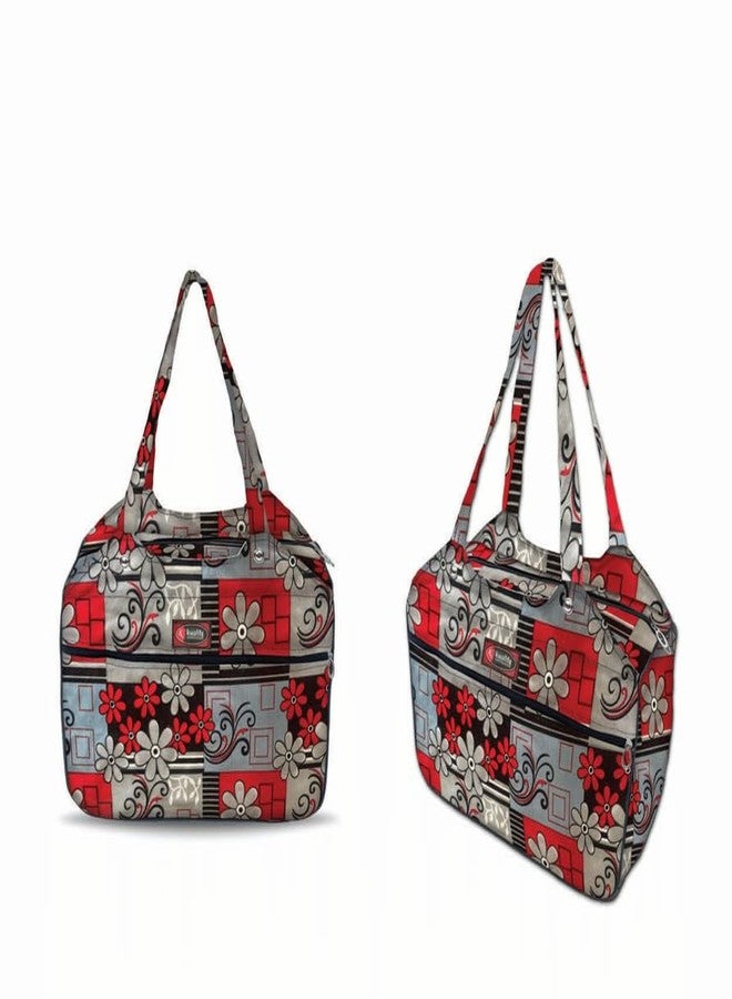 Temoli Tote Bags For Women Girls Handbag Zipper Large Capacity Fashion Bag for College Office,Flower & Red,1 Pcs - Image 2